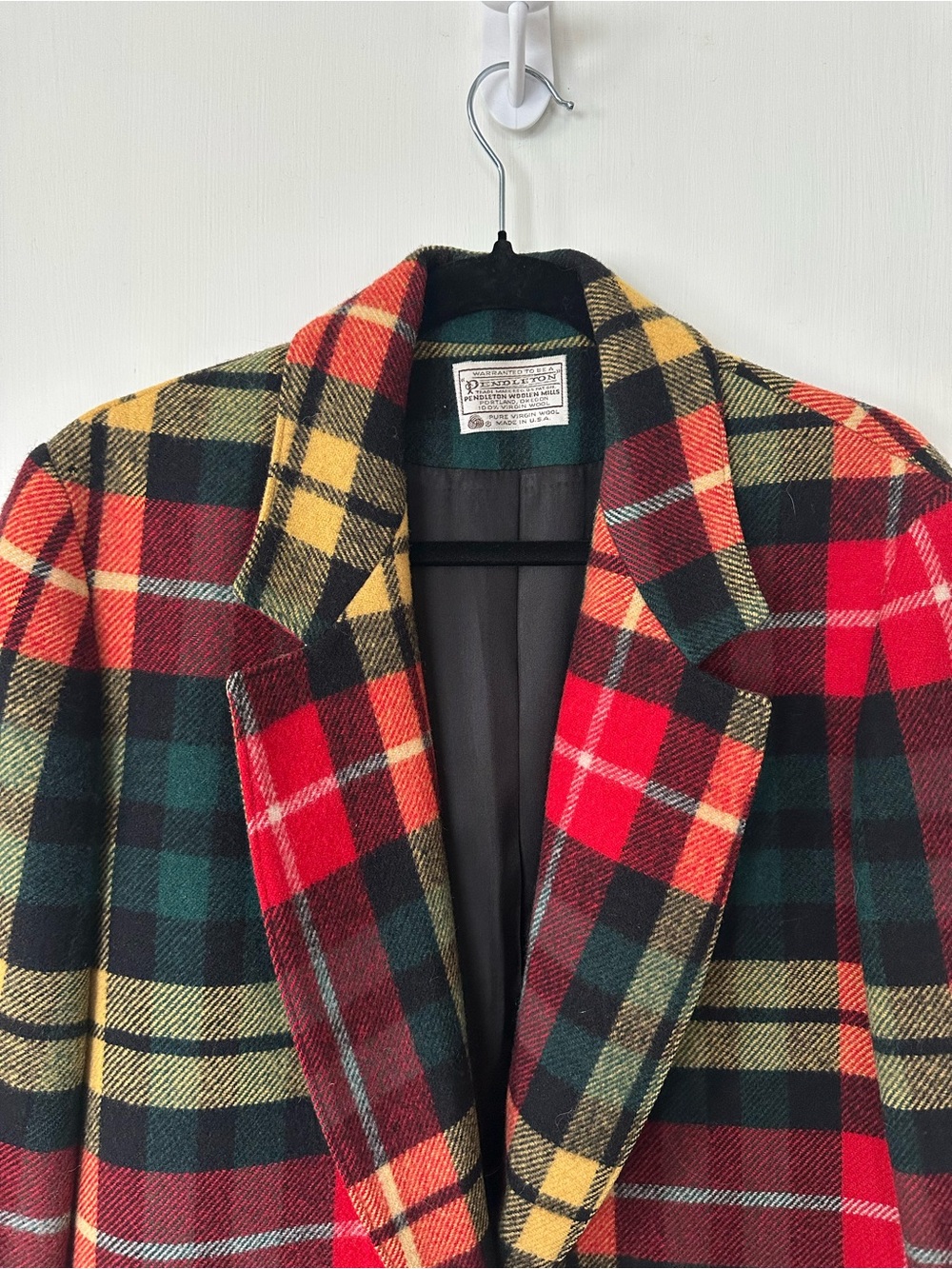 Vintage Pendleton 100% Virgin Wool Multicolor Plaid Tartan Oversized Blazer M - Picture 3 of 6